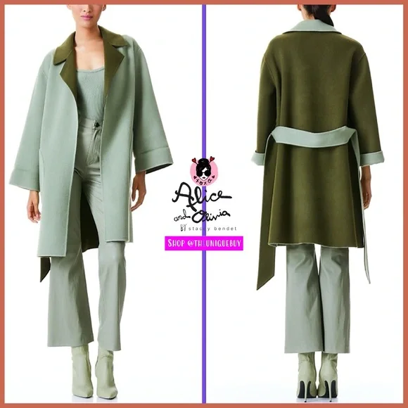 Alice + Olivia Tomiko Gorgeous Reversible Cashmere & Wool Blend Long Coat - Picture 5 of 16